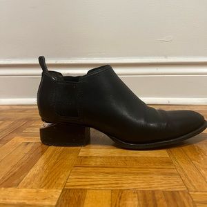 Alexander Wang Kori black ankle bootie with rose gold heel